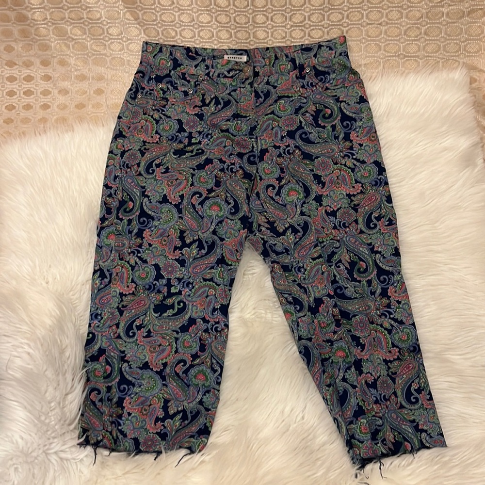 Gorgeous Paisley Print Stretch Crop Pant 5 Pocket JONES NEW YORK SPORT Size 10